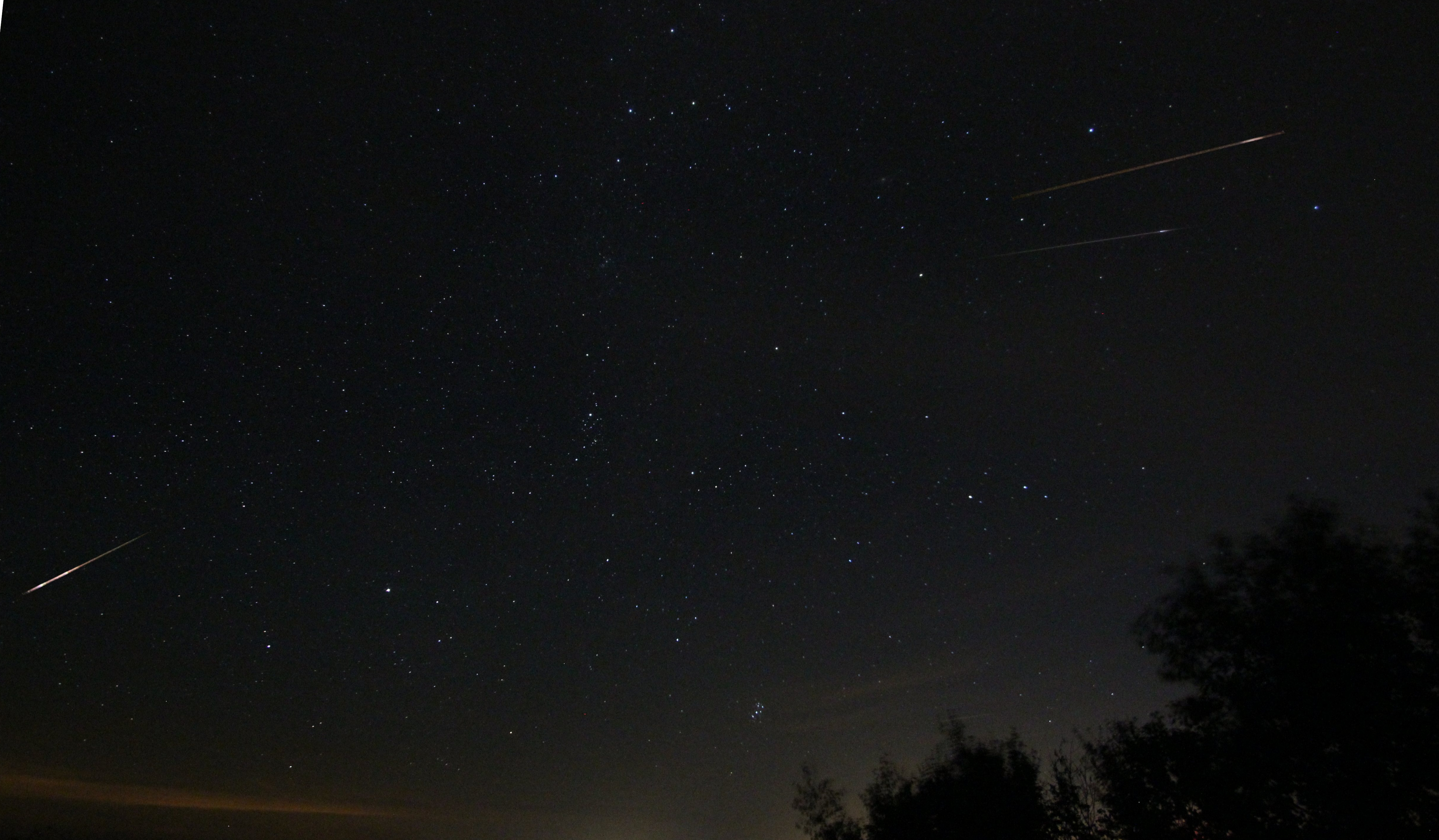 Three Perseid meteors